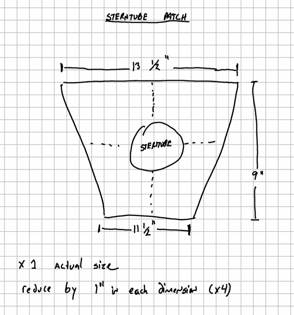 Sterntube patches (largest shown).