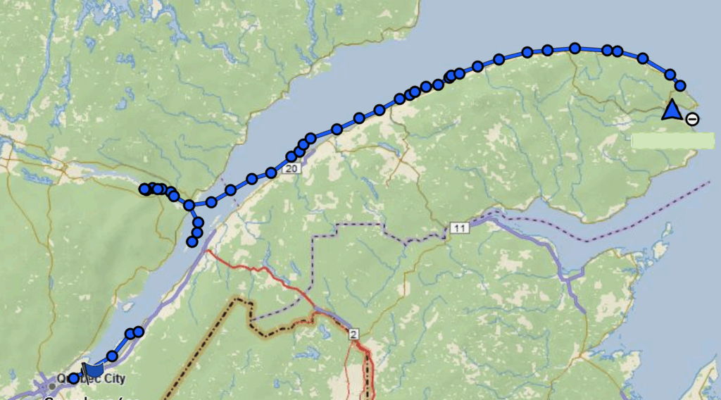A trip from Québec to Gaspé.