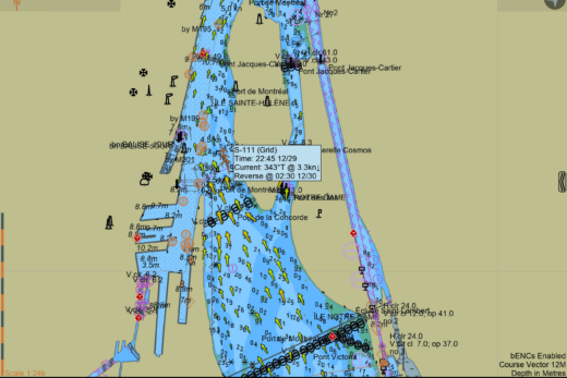 Le port de Montréal avec son courant.