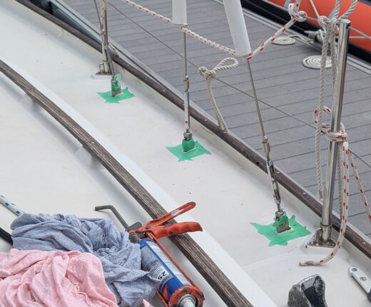Chainplates ready to be caulked.